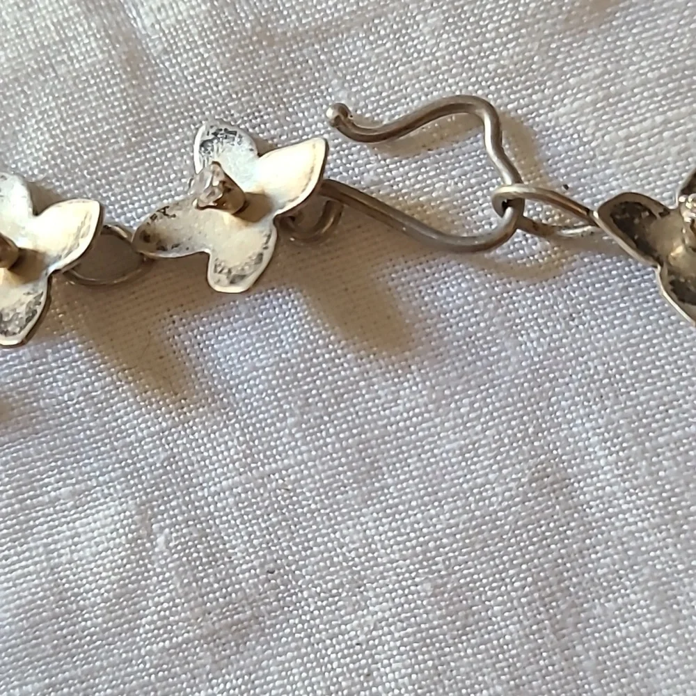 Sterling Silver & Crystals Hand Crafted Choker Necklace - Circum15" - Picture 4 of 6